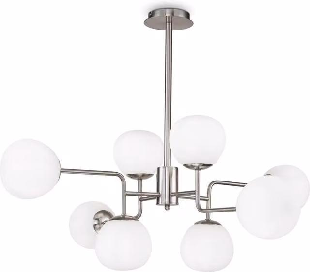 Lampada a sospensione Maytoni Erich nichel 8xE14 bianco