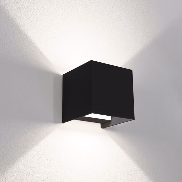 CENTURY QUADRATO, lampada da parete per esterni a LED, illuminazione verso l'alto/verso il basso, nera, 20 W, 3000/4000/6500 K, grado di protezione IP65