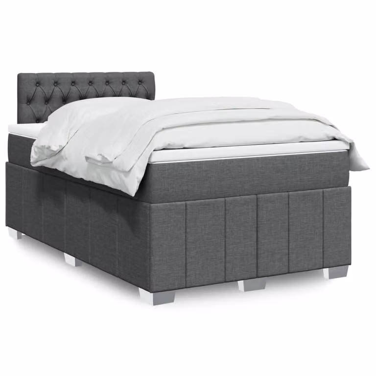 vidaXL Letto Ibrido con Materasso in Tessuto Grigio e Bianco L/P: 120 x 200 cm