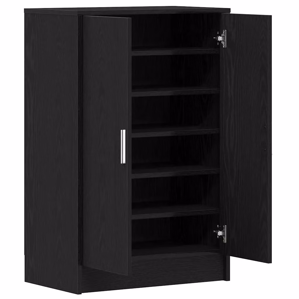 Scarpiera moderna HELLOSHOP26 in legno composito nero opaco con ante a battente e ripiani interni, L/P/H: 60 x 35 x 92 cm – 2