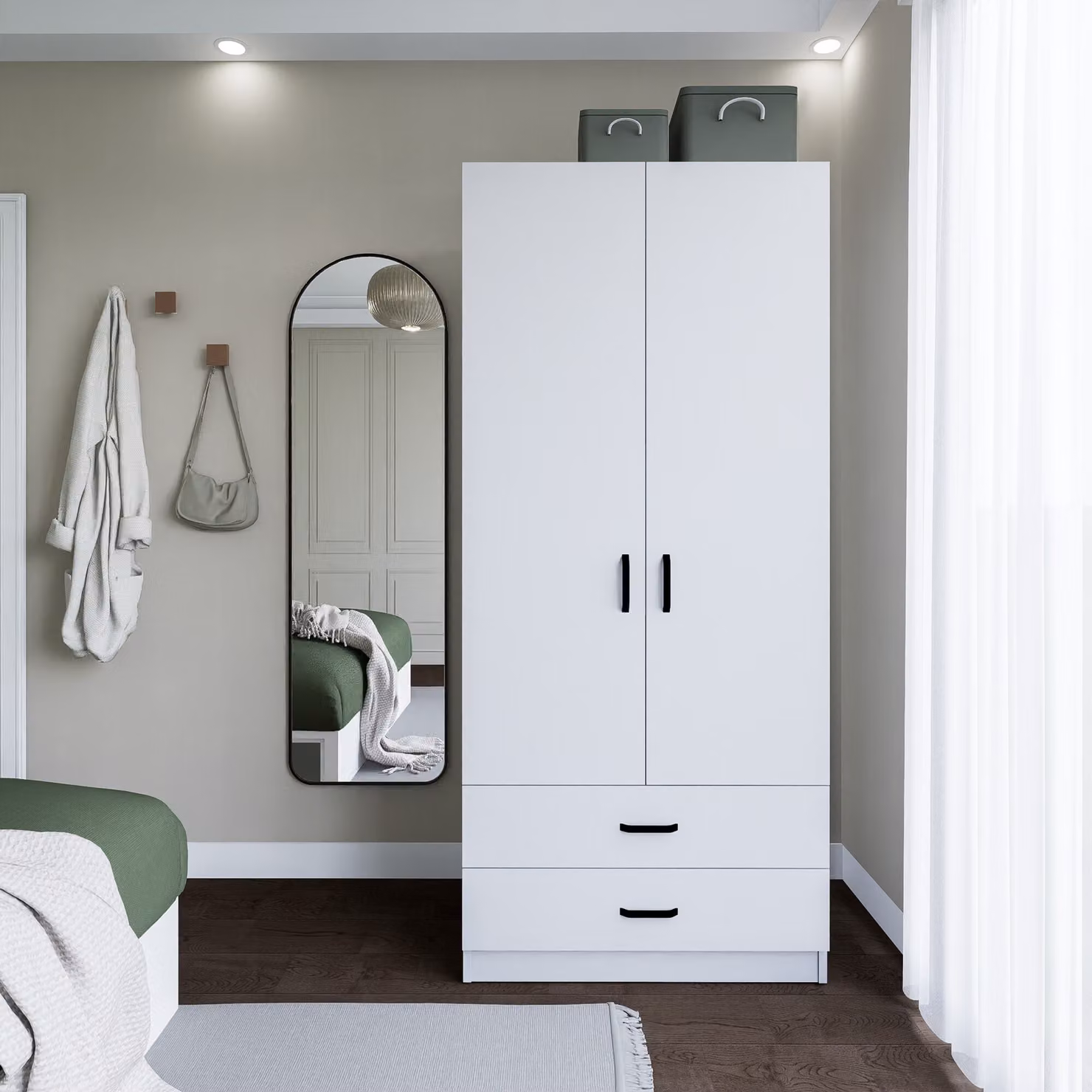 Skye Decor, Yaman 1600-042 - Bianco, armadio, bianco opaco, 100 % PANNELLI DI PARTICELLE RIVESTITI IN MELAMMINA, 80 x 47 x 182 cm