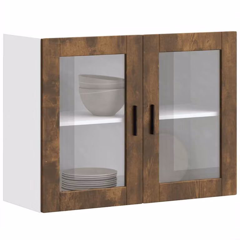 Pensile da Cucina con Porta in Vetro Porto Rovere Fumo