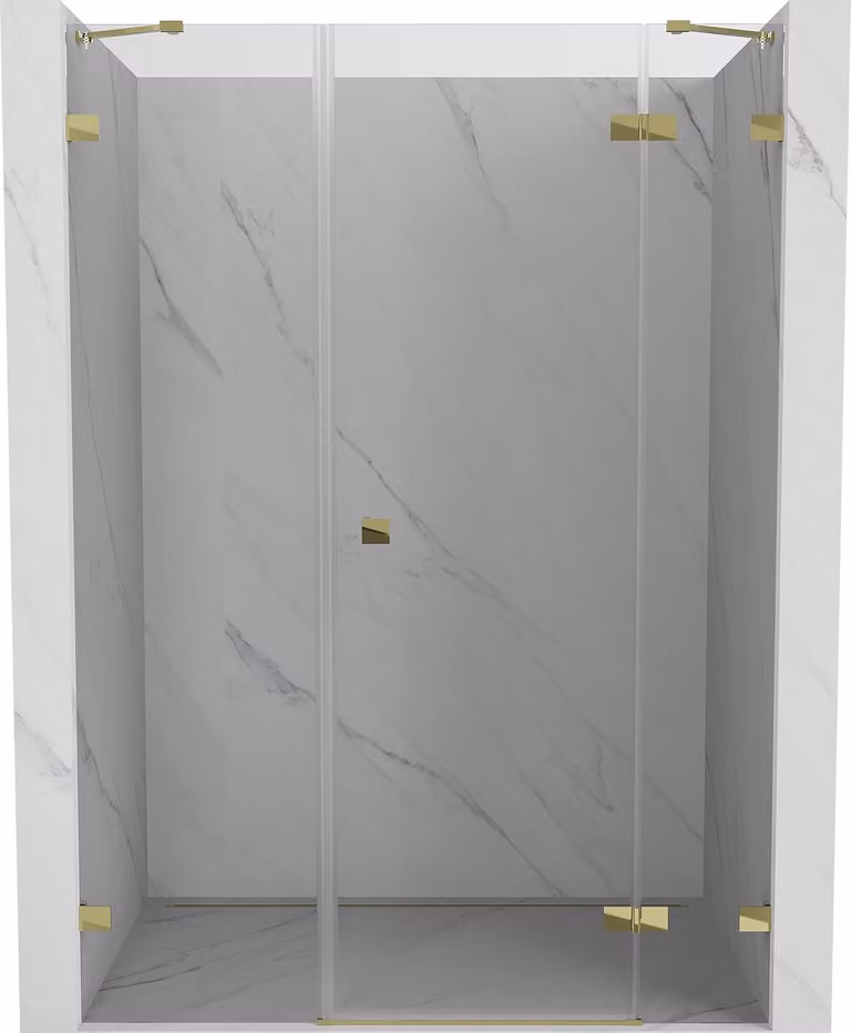 Mexen Lunar porta doccia a battente destra 135 cm, trasparente, oro - 834S-135-050-50-00-P