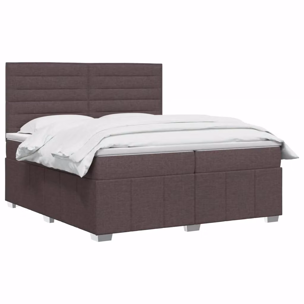 Letto box spring con materasso vidaXL in tessuto marrone e bianco L/P: 200 x 200 cm – 2