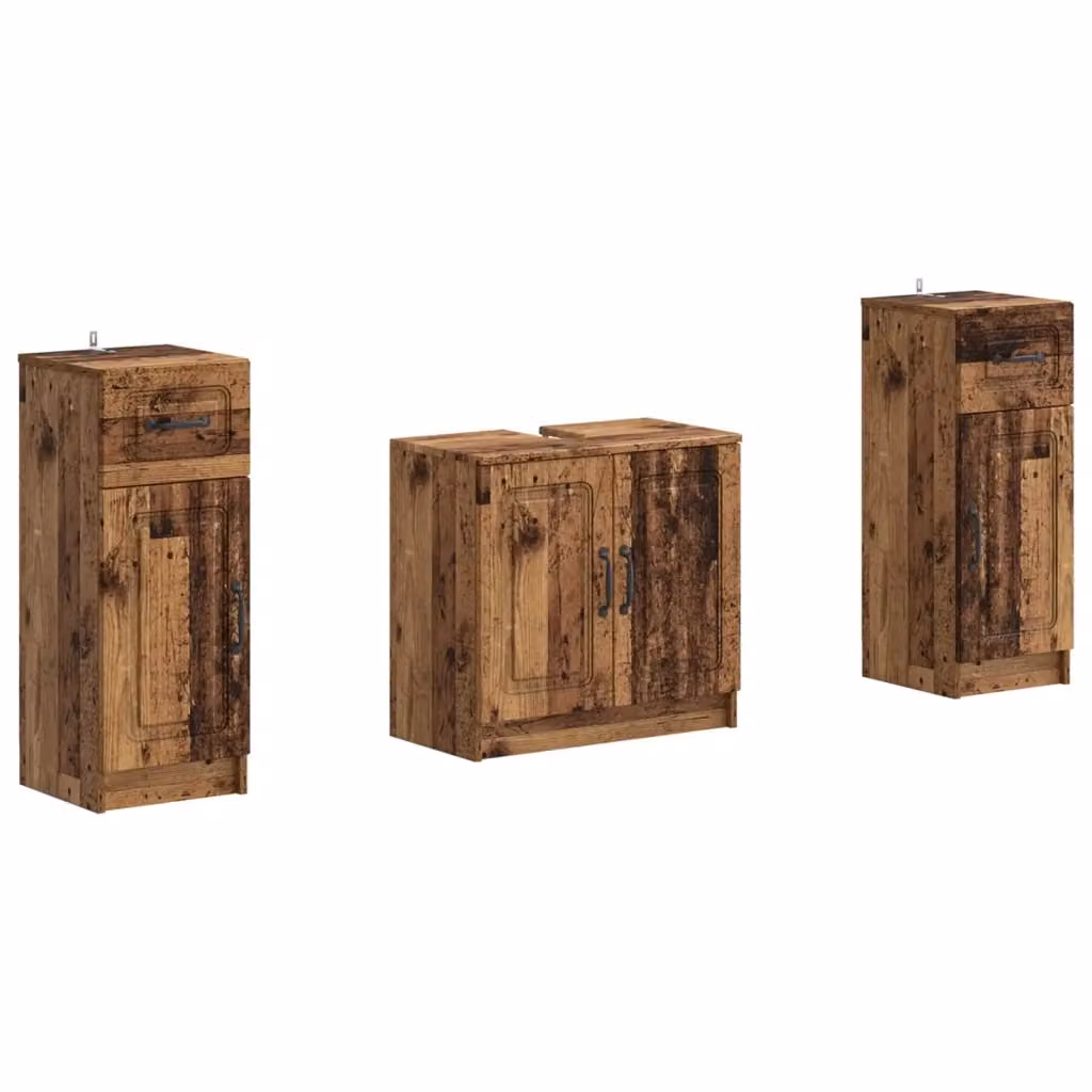 Set di mobili da bagno 3 pezzi UTRECHT vidaXL in legno marrone con ante a battente – 2