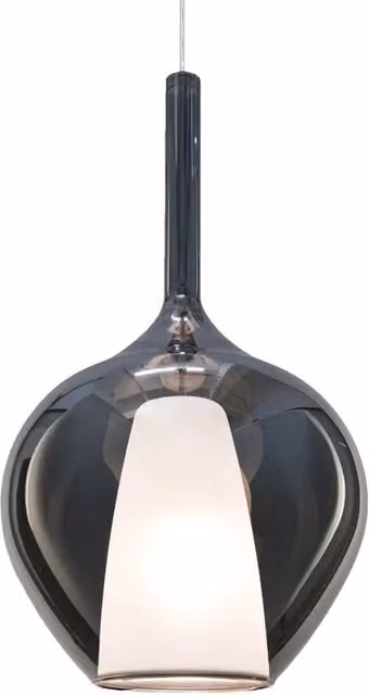 Sospensione Contemporanea Kalique Vetro Fumè Bianco E Cromo 1 Luce E27 H50Cm