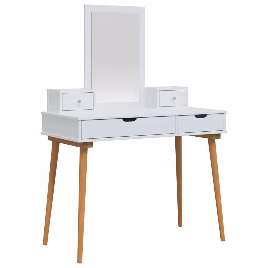 Set Tavolo da Trucco FAUSKE vidaXL 4 pz Bianco L: 100 cm, P: 50 cm, H: 143 cm – 2