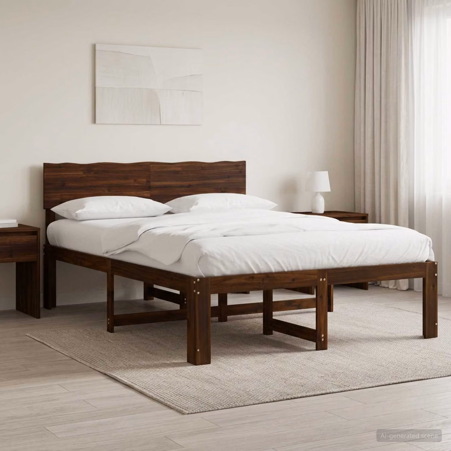 vidaXL Letto matrimoniale ROSTOCK in legno di acacia marrone con testiera L/P/H: 195 x 140 x 91 cm