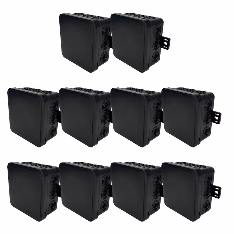10x Scatola di giunzione elastica a montaggio superficiale 100x100x41mm IP54 12 click-in con punti di interruzione predeterminati nero V7 EDO777920 EDO Technic