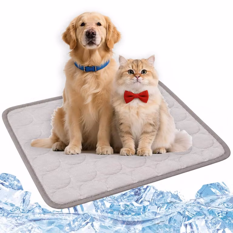 Tappetino refrigerante per cani di grandi dimensioni, auto-raffreddante, ideale per l'estate, 100x70 cm, lavabile, antiscivolo, colore grigio