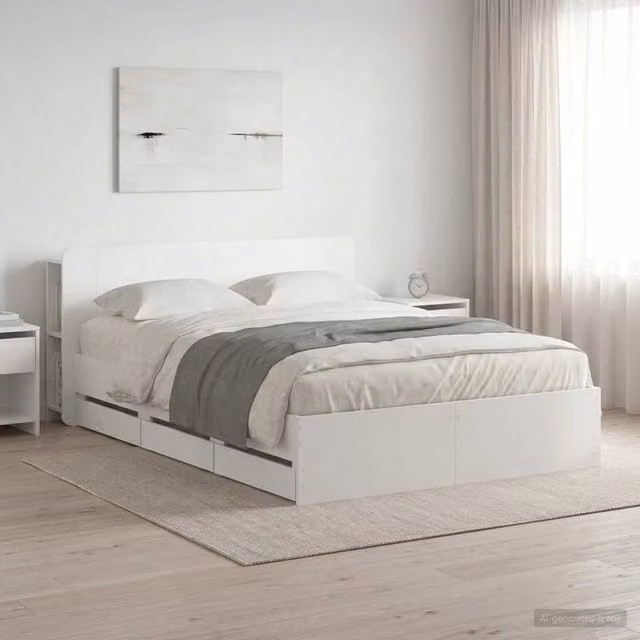 Struttura del letto con stoccaggio e testata Bianco 3433972