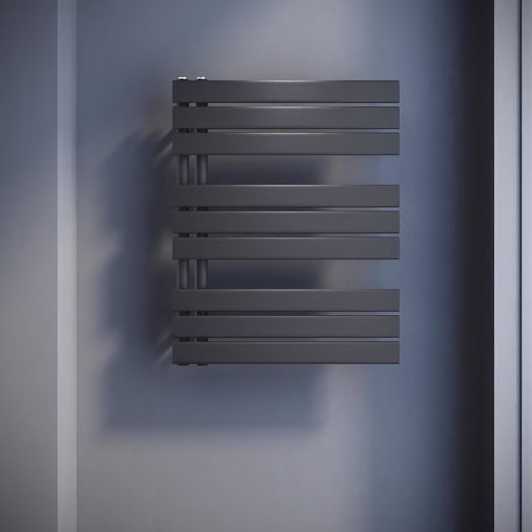 SONNI: Radiatore a pannello design, a singola parete, colore antracite, dimensioni 762x600 mm. Riscaldamento a acqua o elettrico (senza resistenza)