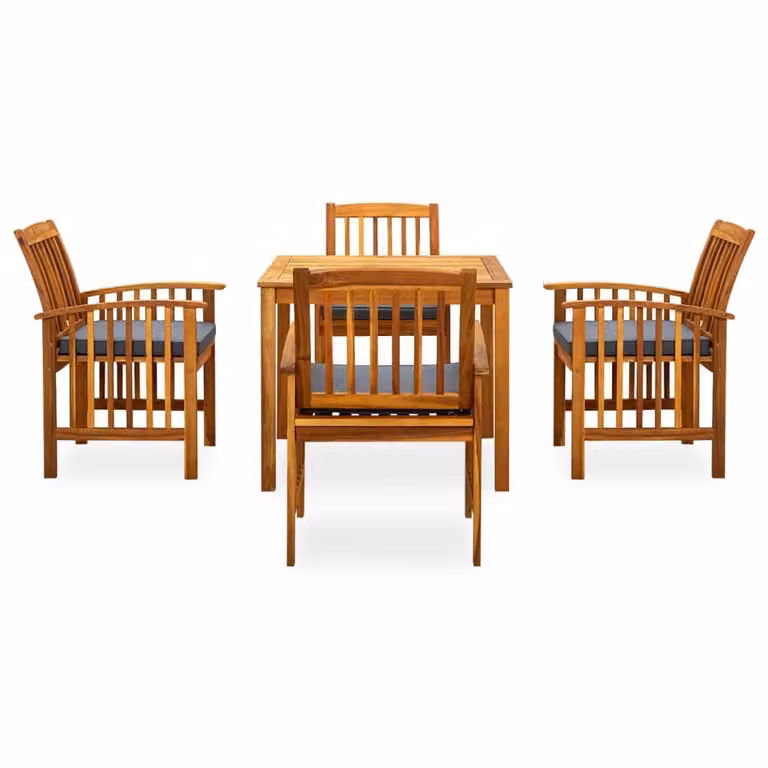 vidaXL Set da pranzo da giardino 5 pezzi con cuscini in legno massiccio di acacia