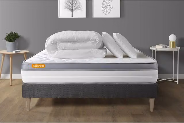 Pacchetto letto completo - Materasso 180x200cm + Box spring con doghe (kit) + 2 cuscini + Piumino - Memo Zen