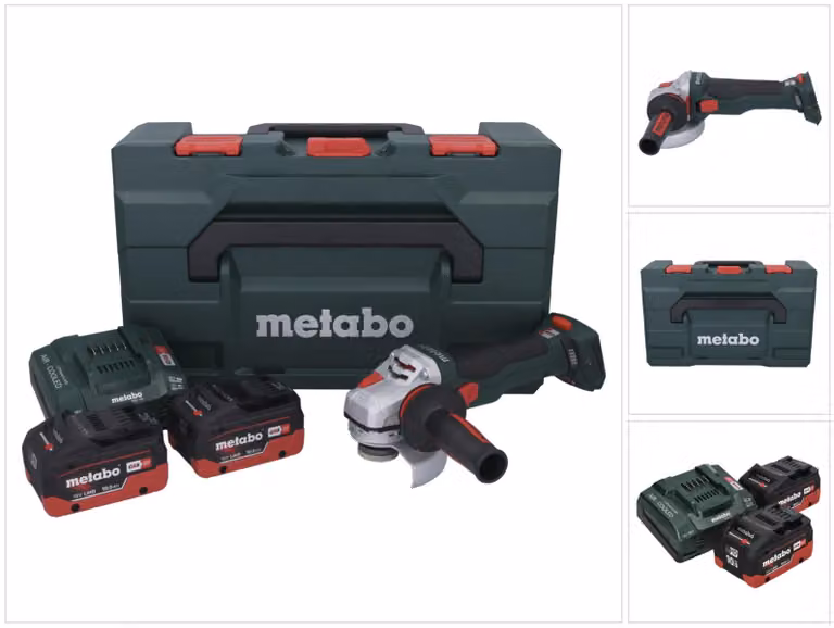 Smerigliatrice angolare a batteria Metabo WB 18 LTX BL 15-125 Quick 18 V 125 mm brushless + 2 batterie da 10,0 Ah + caricabatterie + metaBOX