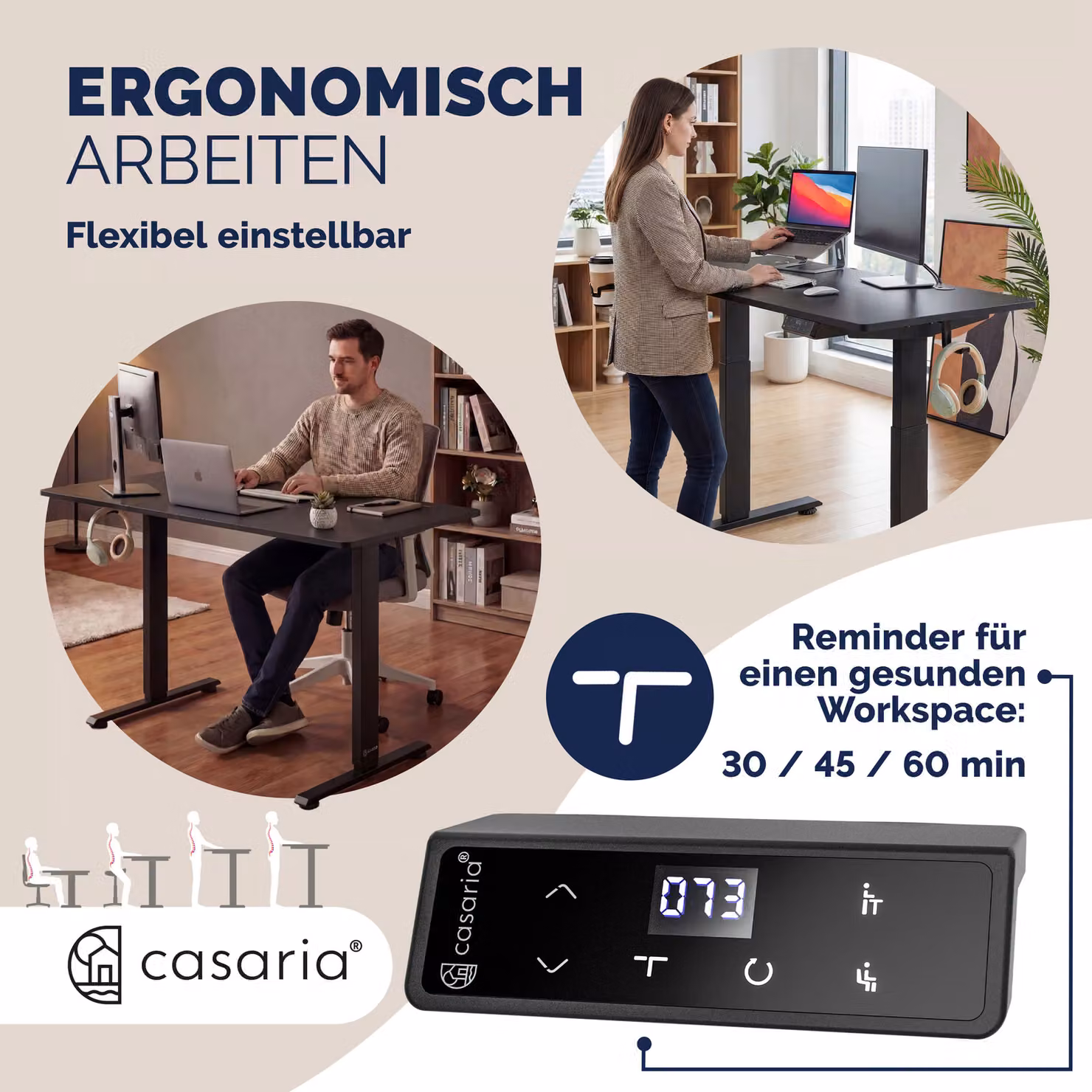 Scrivania gaming regolabile in altezza CASARIA nera con piano in MDF laminato e struttura in metallo L: 160 cm, P: 70 cm, H: 72-117 cm – 3