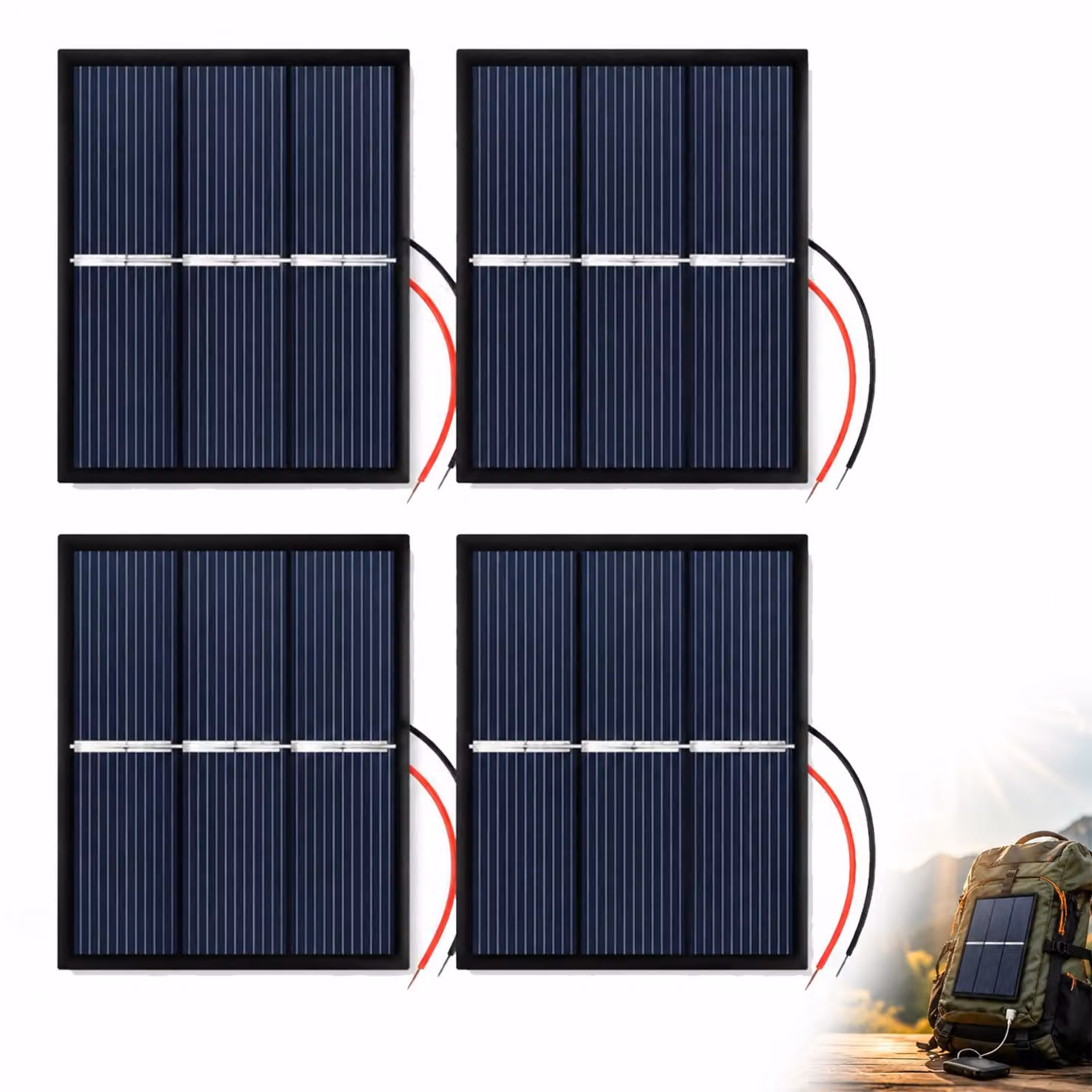 4 mini pannelli solari da 1,5 V, 0,65 W, dimensioni 60x80 mm, ideali per progetti fai-da-te e attività didattiche