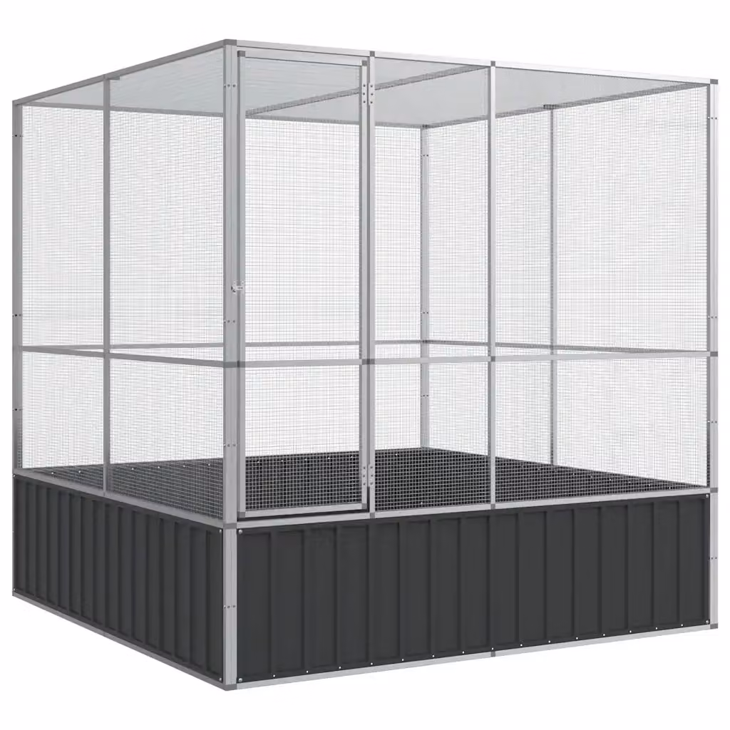 Voliera vidaXL in acciaio color argento e antracite L: 211 cm, P: 207 cm, H: 212 cm – 2