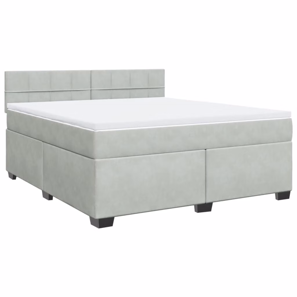 Giroletto a Molle con Materasso Grigio Chiaro 180x200cm Velluto