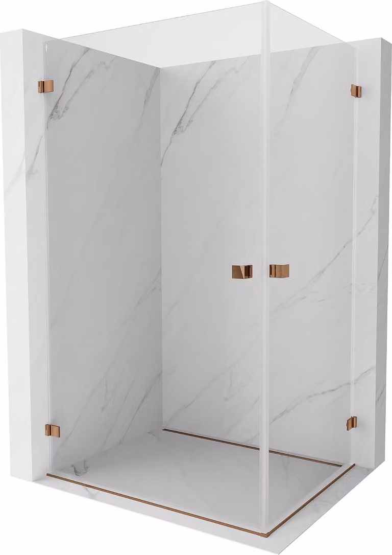 Mexen Lunar-B Duo cabina doccia battente 90 x 75 cm, trasparente, oro rosa - 832-090L-075P-60-00