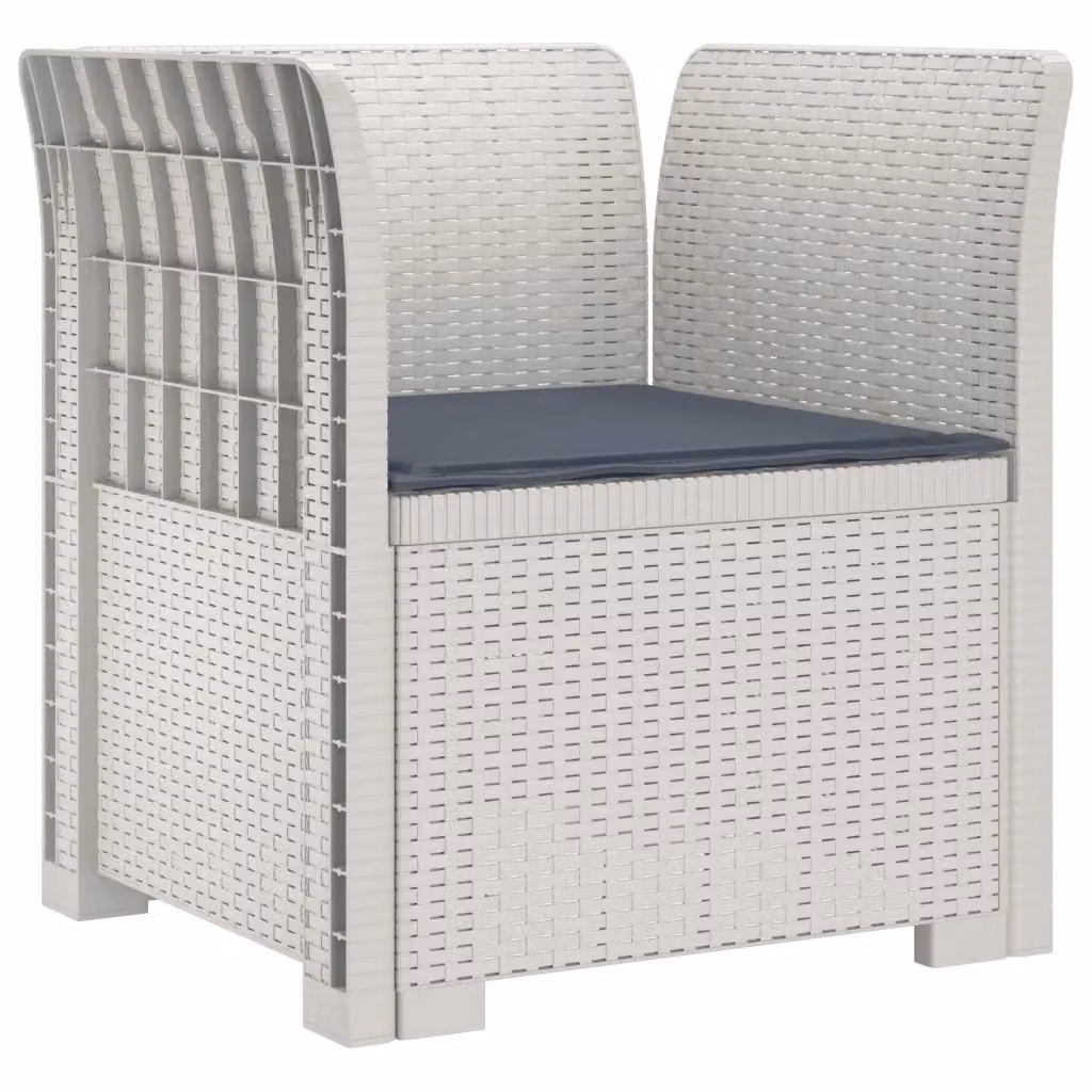 Poltrona a 1 Posto con Cuscino in Effetto Rattan vidaXL, Colore Bianco e Grigio per Giardino, Balcone o Terrazzo – 2