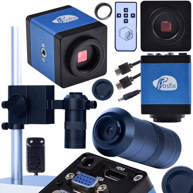 Set Microscopico Draco Blue PRO 3 in 1 con Camera KMDBP-HDMI-VGA 2MP, Obiettivo 100x e Piattaforma ODM-100X