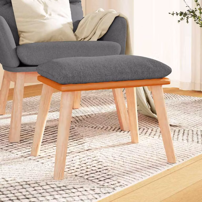 Sgabello moderno vidaXL in tessuto e similpelle grigio, L 45 cm x P 29,5 cm x H 35 cm