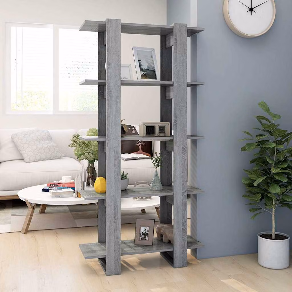 Libreria e divisorio vidaXL moderno in MDF Grigio Sonoma L: 80 cm, P: 30 cm, H: 160 cm
