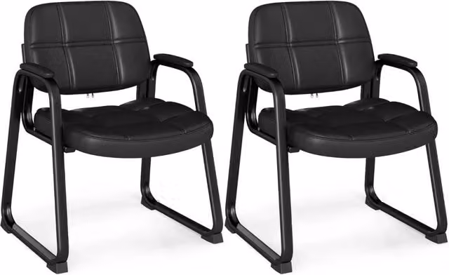 Set di 2 sedie da ricevimento ergonomiche 64 x 60 x 82.5 cm comfort ottimale design moderno in pelle artificiale nera 20_0011773