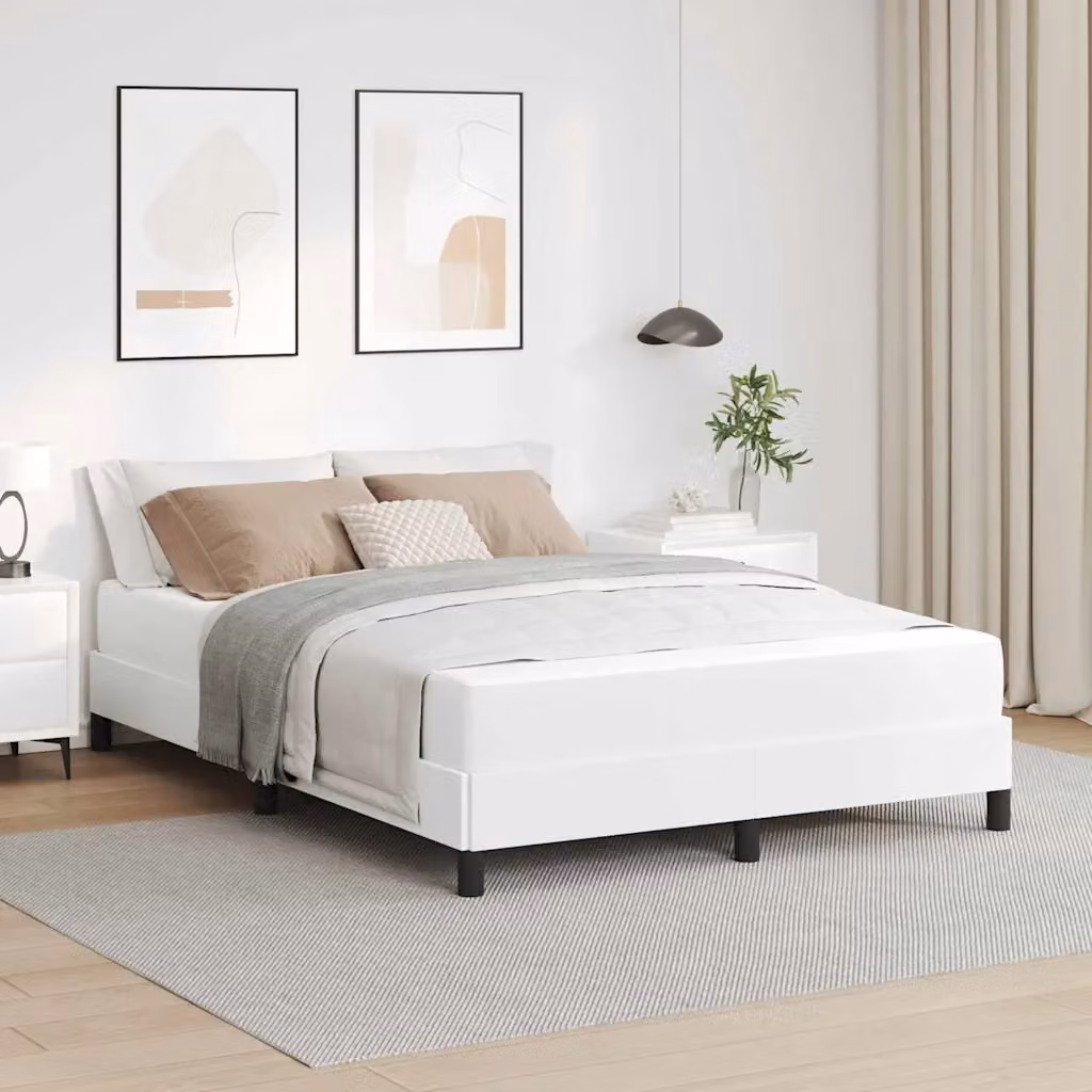 Struttura letto imbottita vidaXL in tessuto bianco, L 140 x P 200 cm – 1