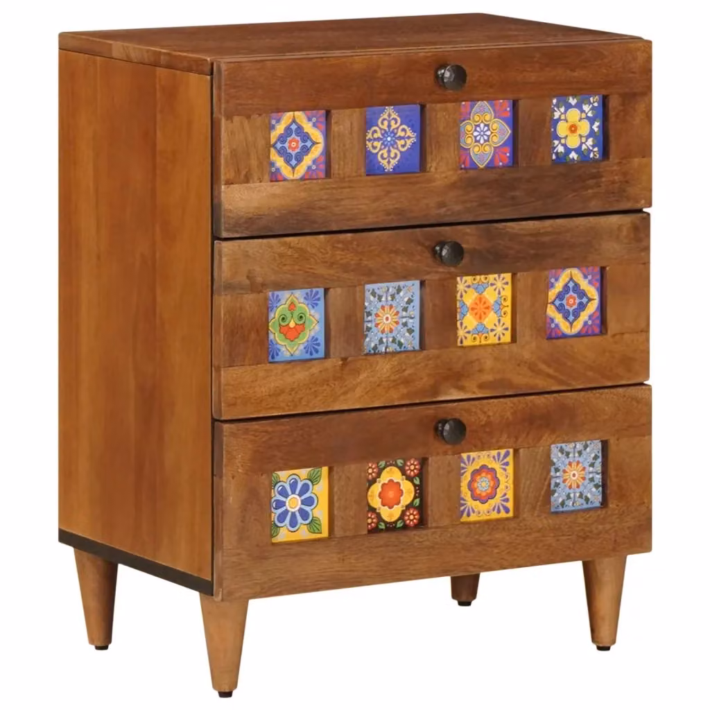 Armadio da notte moderno vidaXL in legno color mango e marrone L: 50 cm, P: 33 cm, H: 62 cm