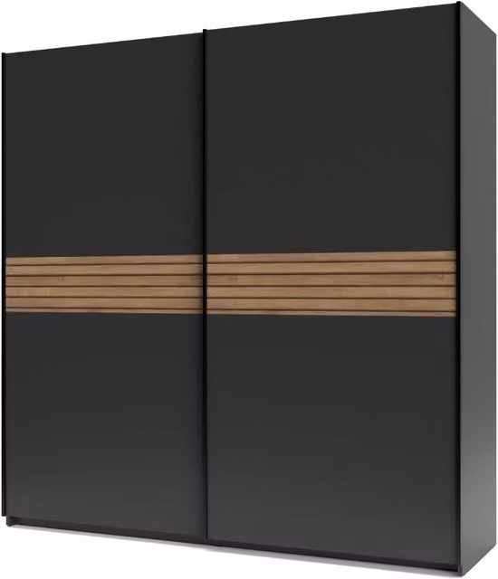 Armadio due ante scorrevoli Metropol colore antracite e inserti rovere – 200x58,1x204,5H