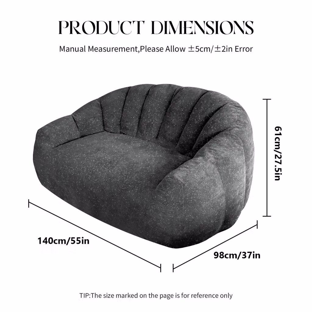 Divano bean bag a forma di zampa d'orso WISHDOR in flanella grigia per soggiorno e camera da letto – 2