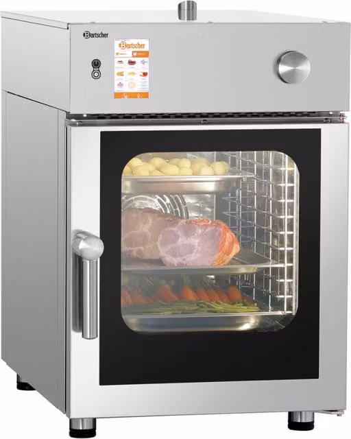Forno combinato a vapore elettrico Bartscher Silversteam K 6110D in acciaio inox color argento con connessione idrica fissa e display LED