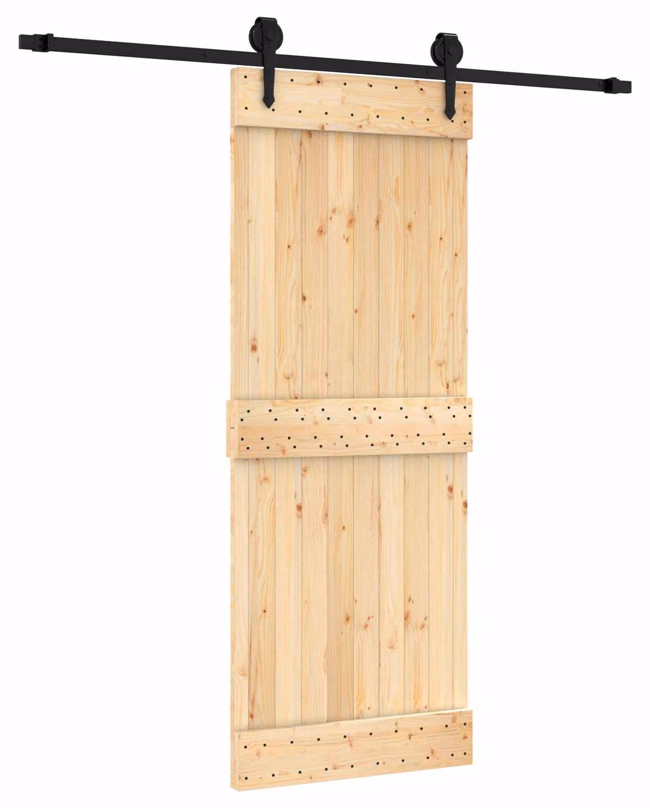 Porta scorrevole Naturale e Nero 80 x 210 cm