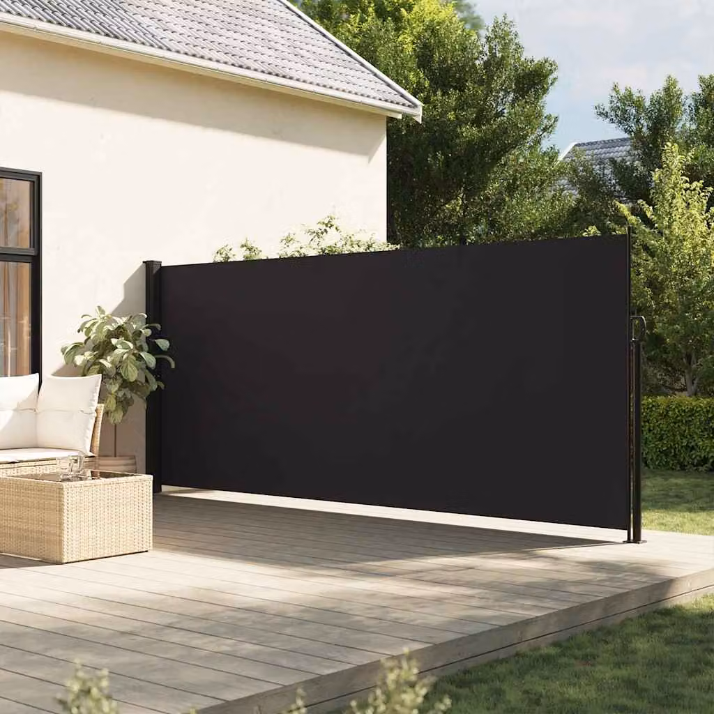 Tenda da Sole Laterale Retrattile vidaXL Nera L: 600 cm, H: 180 cm