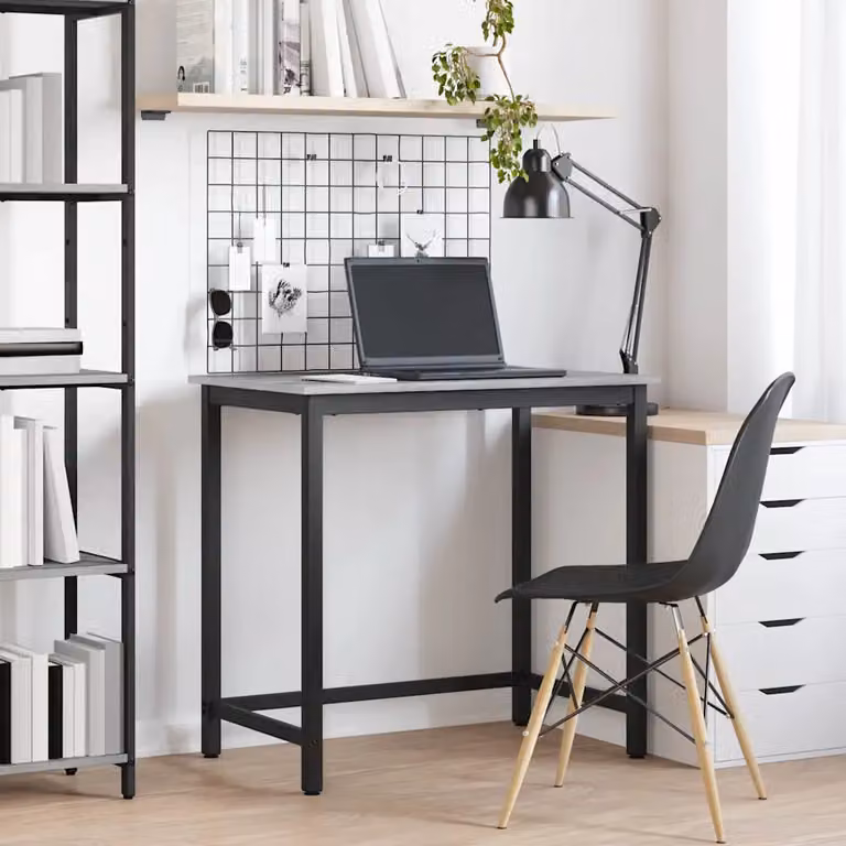 vidaXL Scrivania Moderna Grigia in Legno e Metallo L: 100 cm, P: 50 cm, H: 76,5 cm