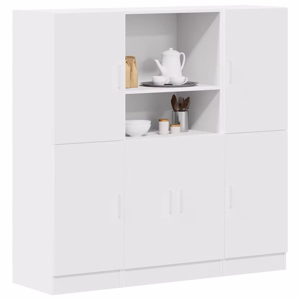 Set di mobili da cucina moderno vidaXL in 3 pezzi bianco opaco in MDF e composito L/P/H: 131,5 x 41,5 x 133,0 cm