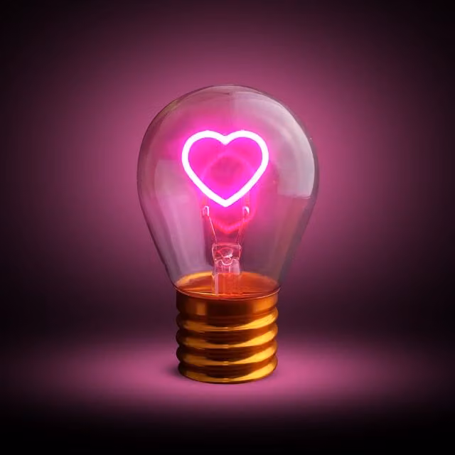 Lampada LED a forma di cuore ricaricabile con base in metallo oro e vetro trasparente rosso