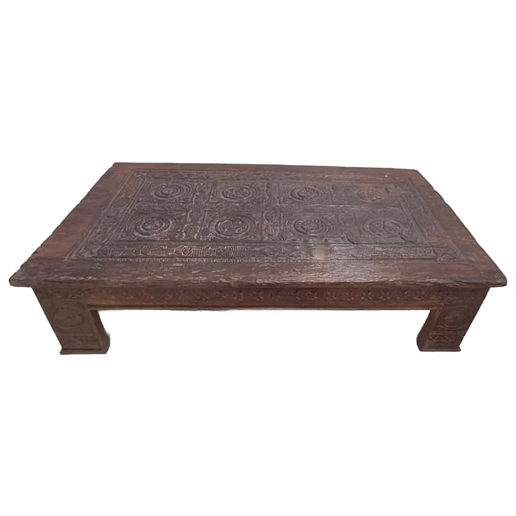 Comodino Wanderlust Deco in legno marrone con design geometrico ed etnico L: 148 cm, H: 88 cm, P: 37 cm – 2