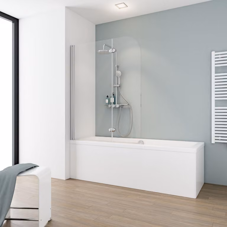 Schulte paravento da bagno pieghevole comfort 2 pezzi - 112 x 140 cm, vetro di sicurezza da 5 mm, luce chiara, look cromato