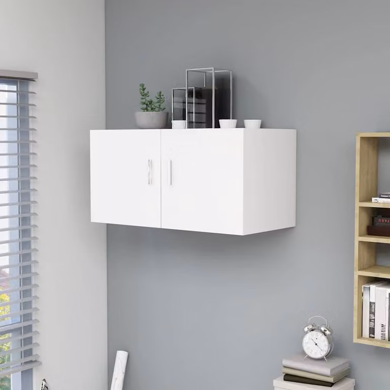 Armadietto da parete vidaXL Bianco in Legno MDF con ante a battente L: 80 cm, P: 39 cm, H: 40 cm