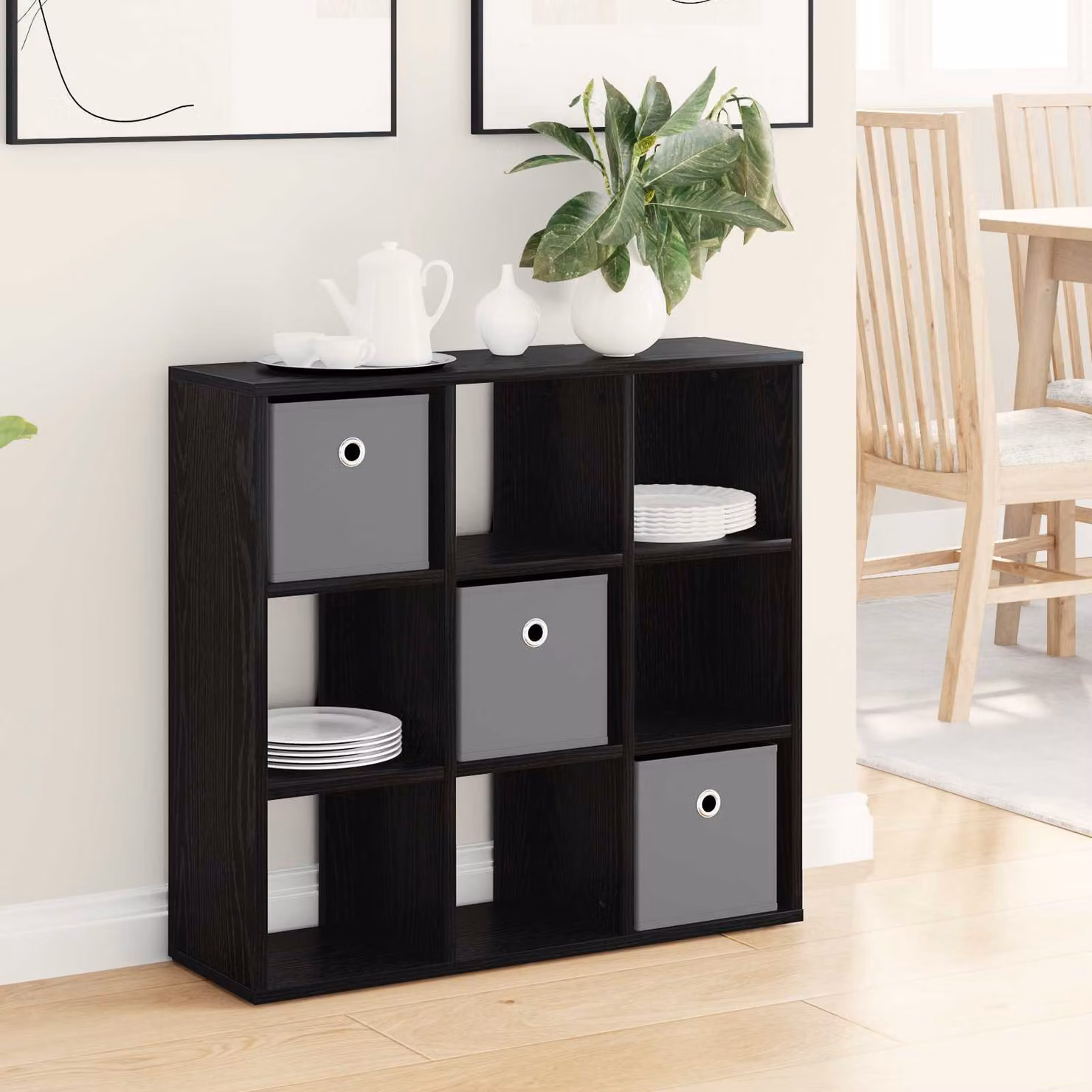Credenza moderna vidaXL in rovere nero L: 73,5 cm, P: 24 cm, H: 69,5 cm