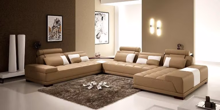 Ecksofa Ledersofa Polster Wohnlandschaft Couch Sofa Eckgarnitur U-Form Beleuchtet