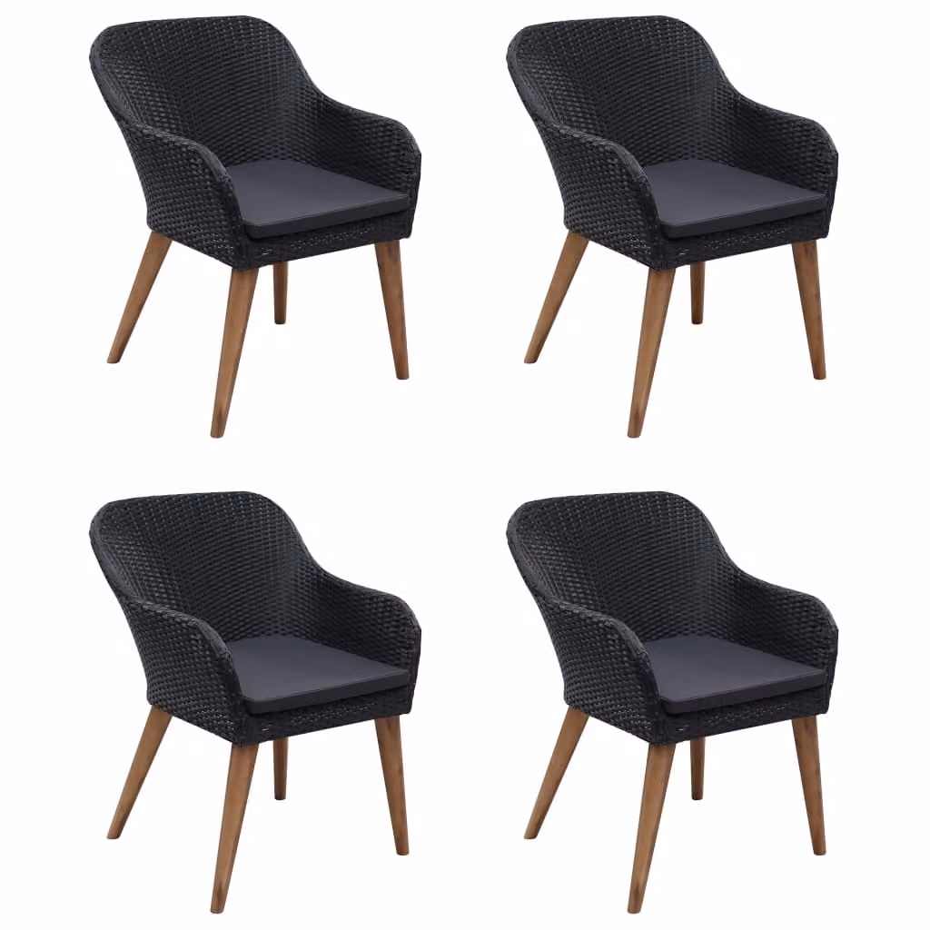 vidaXL Set da pranzo da giardino 5 pezzi nero