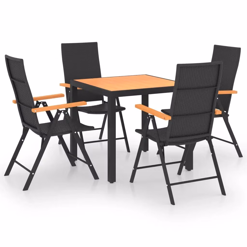 vidaXL Set da Pranzo da Giardino 5 pz in Polyrattan Nero e Marrone – 2