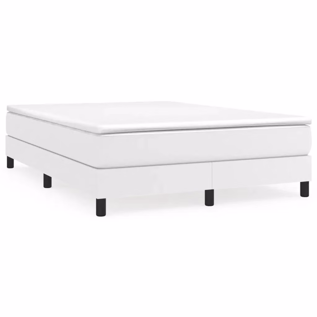Letto Ibrido con Giroletto a Molle e Materasso vidaXL in Similpelle Bianca L/P: 140 x 190 cm – 2