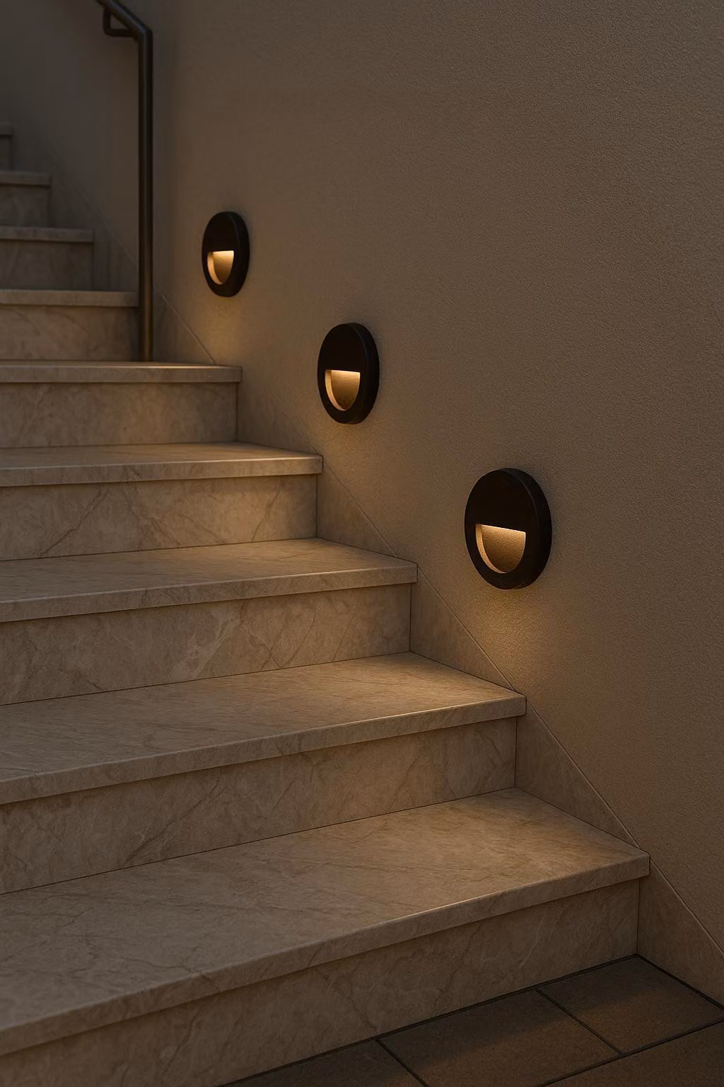 Braytron Lampada LED da 3 W per scale, illuminazione per scale, lampada per gradini, lampada rotonda nera