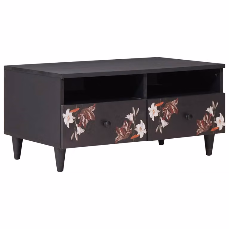 vidaXL Tavolino da salotto moderno in legno di mango e metallo, Multicolore, L: 80 cm, P: 54 cm, H: 40 cm