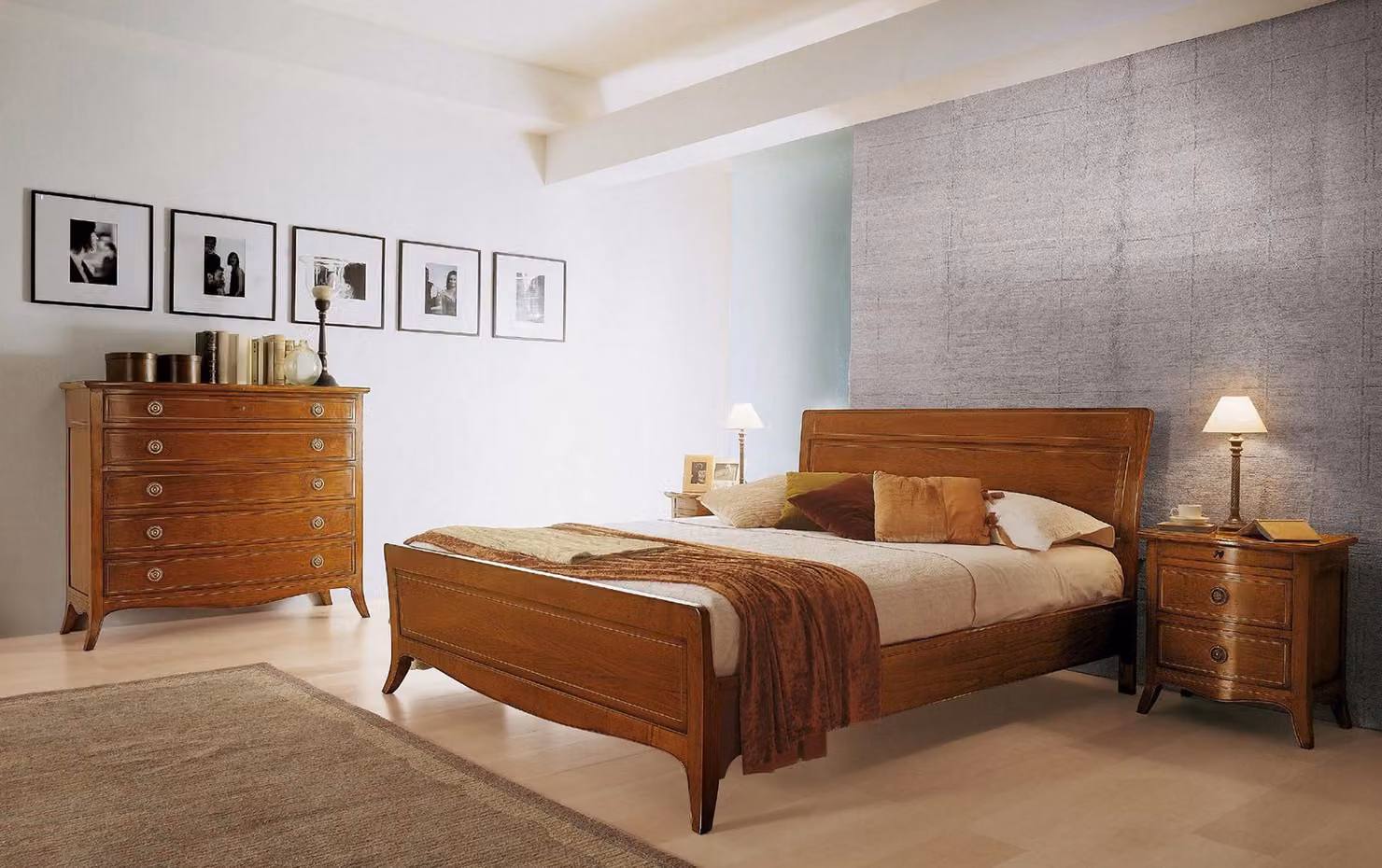 Doppelbett Bett Luxus Betten Holz Bettgestelle Bettrahmen Braun Design Klassisch